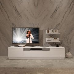 Trendstyle 4s Mdf Tv Ünitesi ve Orta Sehpa 2'li Set Parlak Beyaz