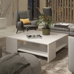 Trendstyle 4s Mdf Tv Ünitesi ve Orta Sehpa 2'li Set Parlak Beyaz