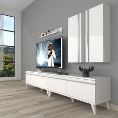 Decoraktiv Eko 5200T Mdf Retro Tv Ünitesi Tv Sehpası Parlak Beyaz