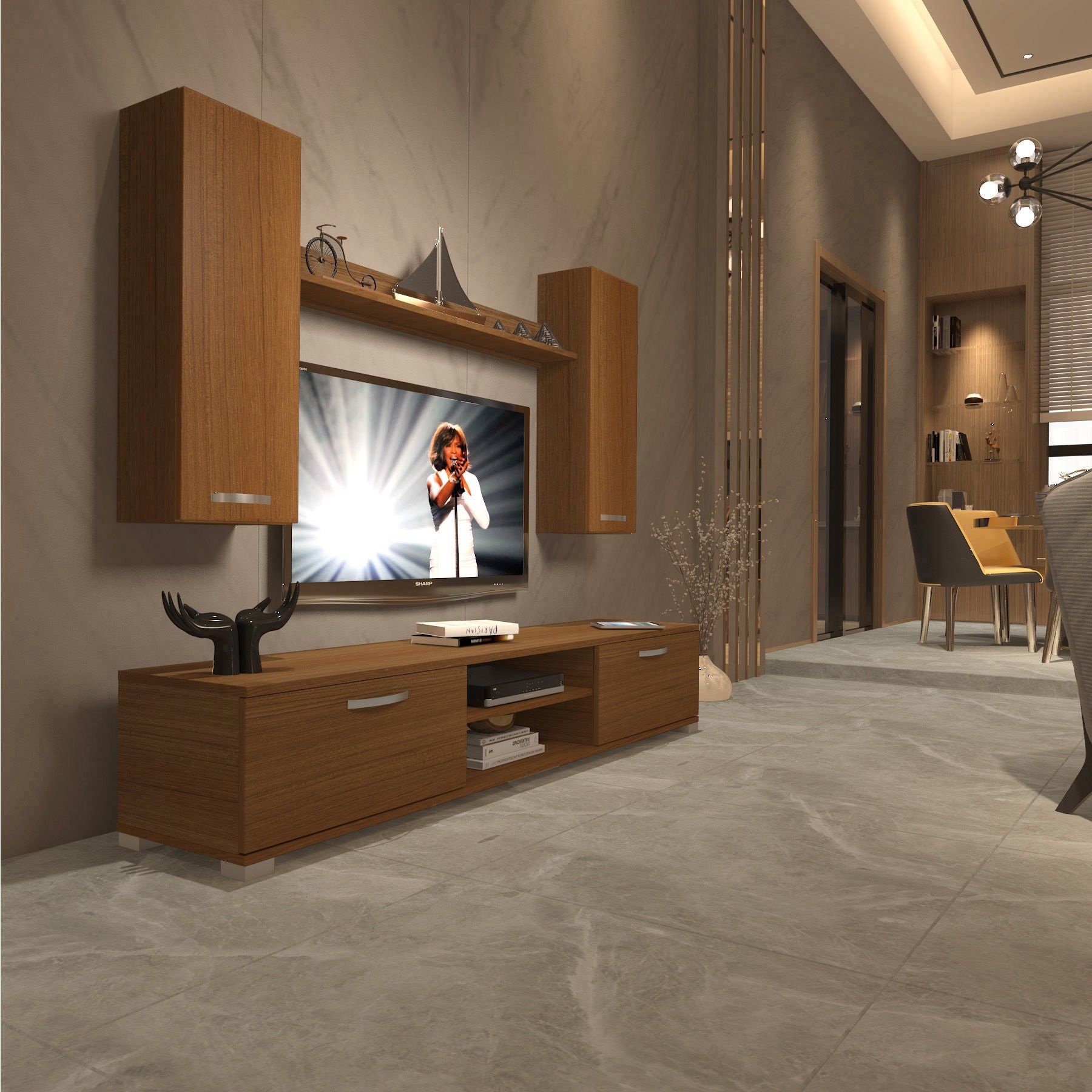 Decoraktiv Eko 5D Slm Dvd Tv Ünitesi Tv Sehpası Ceviz