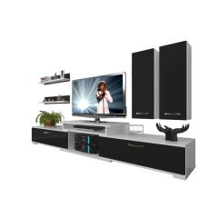 Decoraktiv Flex 5D Mdf Tv Ünitesi Tv Sehpası Beyaz - Siyah