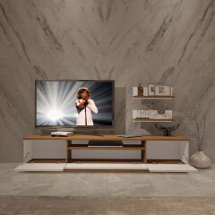 Trendstyle 4s Mdf Tv Ünitesi ve Orta Sehpa 2'li Set Ceviz - Beyaz