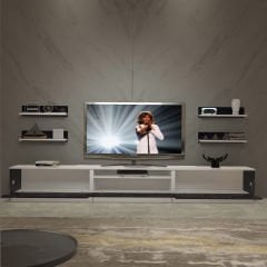 Decoraktiv Trendstyle 270RS Mdf Tv Ünitesi Tv Sehpası Beyaz - Siyah Mermer