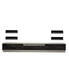 Decoraktiv Trendstyle 270RS Mdf Tv Ünitesi Tv Sehpası Beyaz - Siyah Mermer