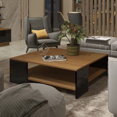 Trendstyle 4s Mdf Tv Ünitesi ve Orta Sehpa 2'li Set Ceviz - Siyah