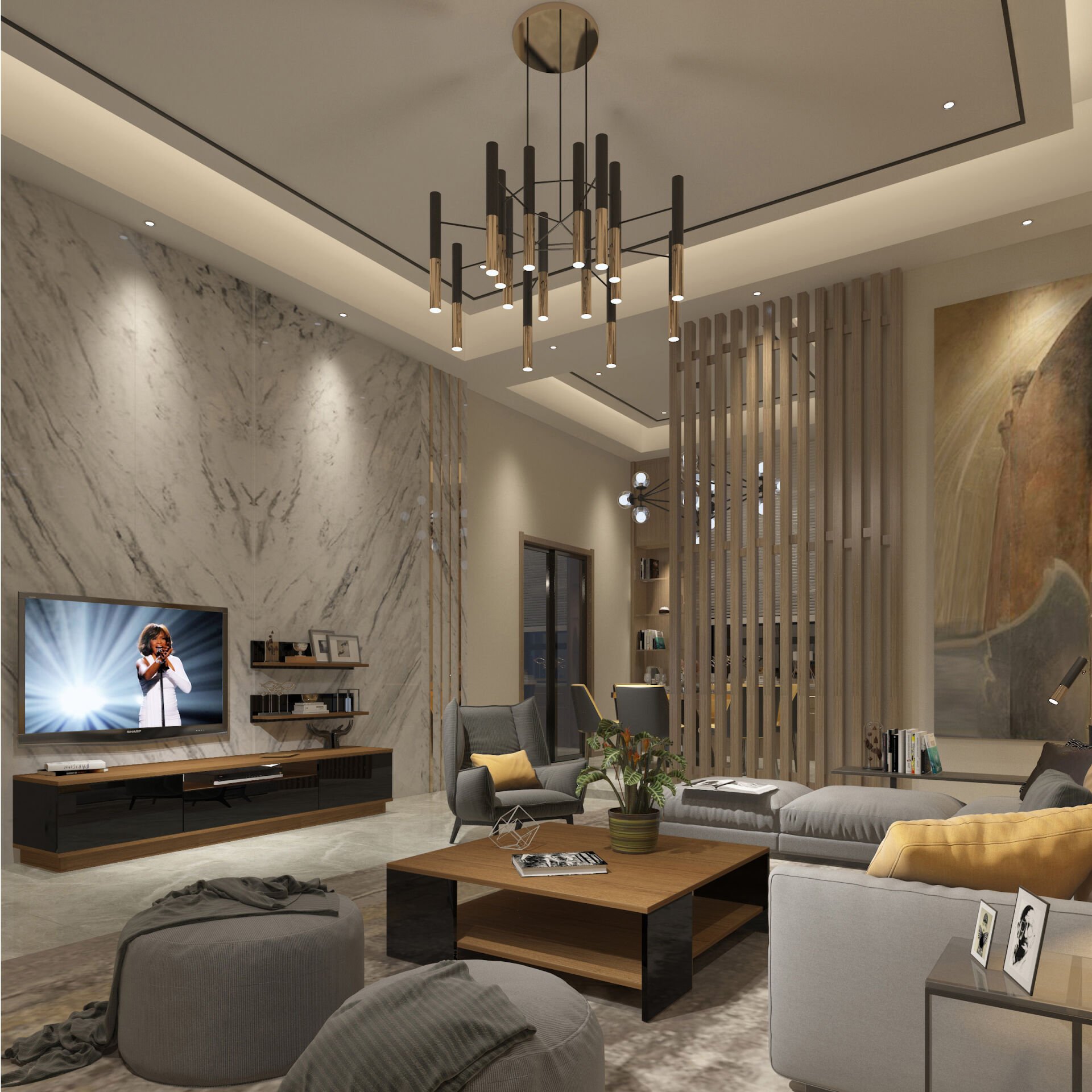 Trendstyle 4s Mdf Tv Ünitesi ve Orta Sehpa 2'li Set Ceviz - Siyah