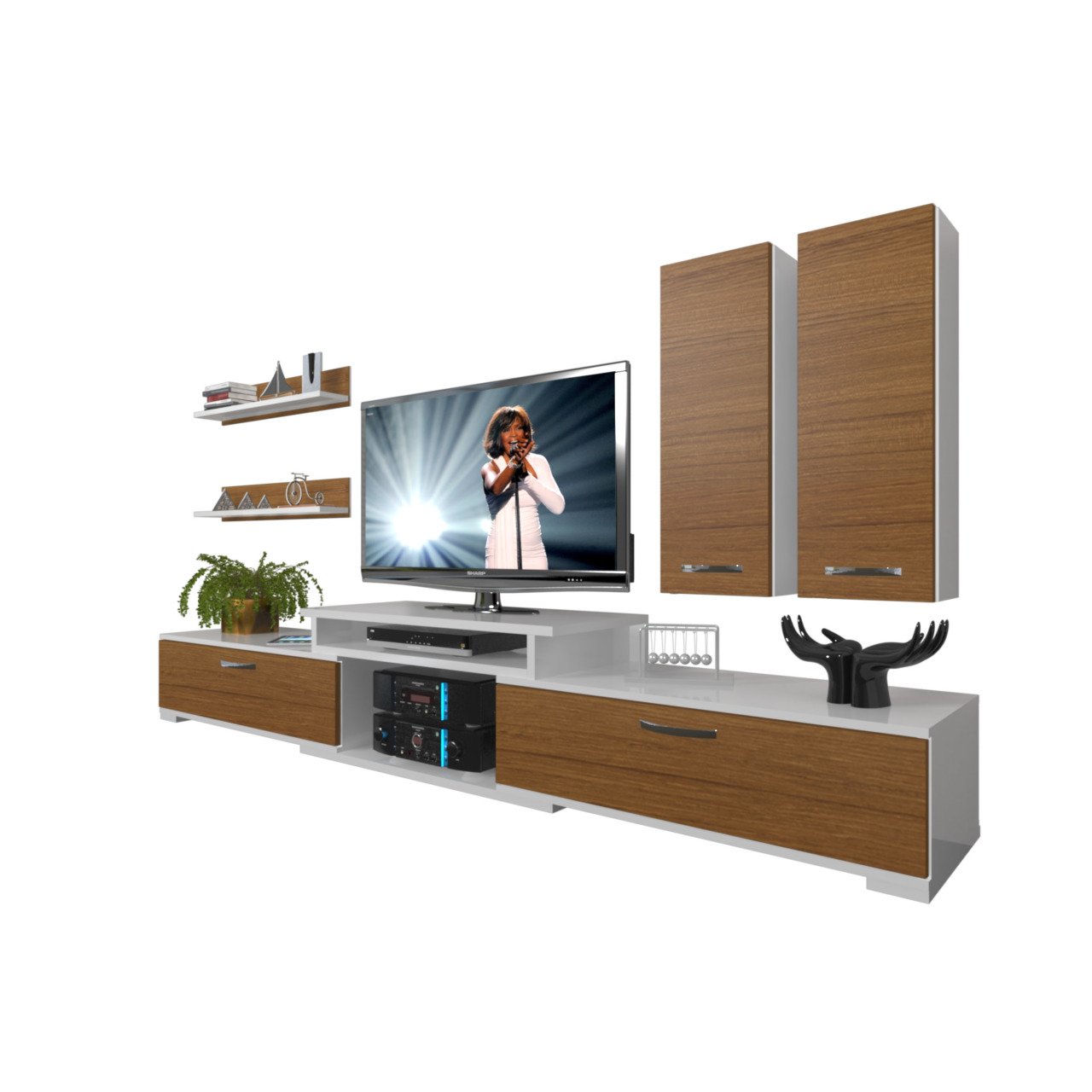 Decoraktiv Flex 5D Mdf Tv Ünitesi Tv Sehpası Beyaz - Ceviz
