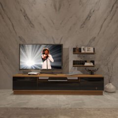 Trendstyle 4s Mdf Tv Ünitesi ve Orta Sehpa 2'li Set Ceviz - Siyah