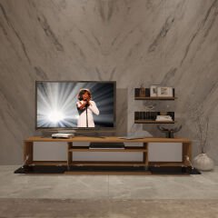 Trendstyle 4s Mdf Tv Ünitesi ve Orta Sehpa 2'li Set Ceviz - Siyah
