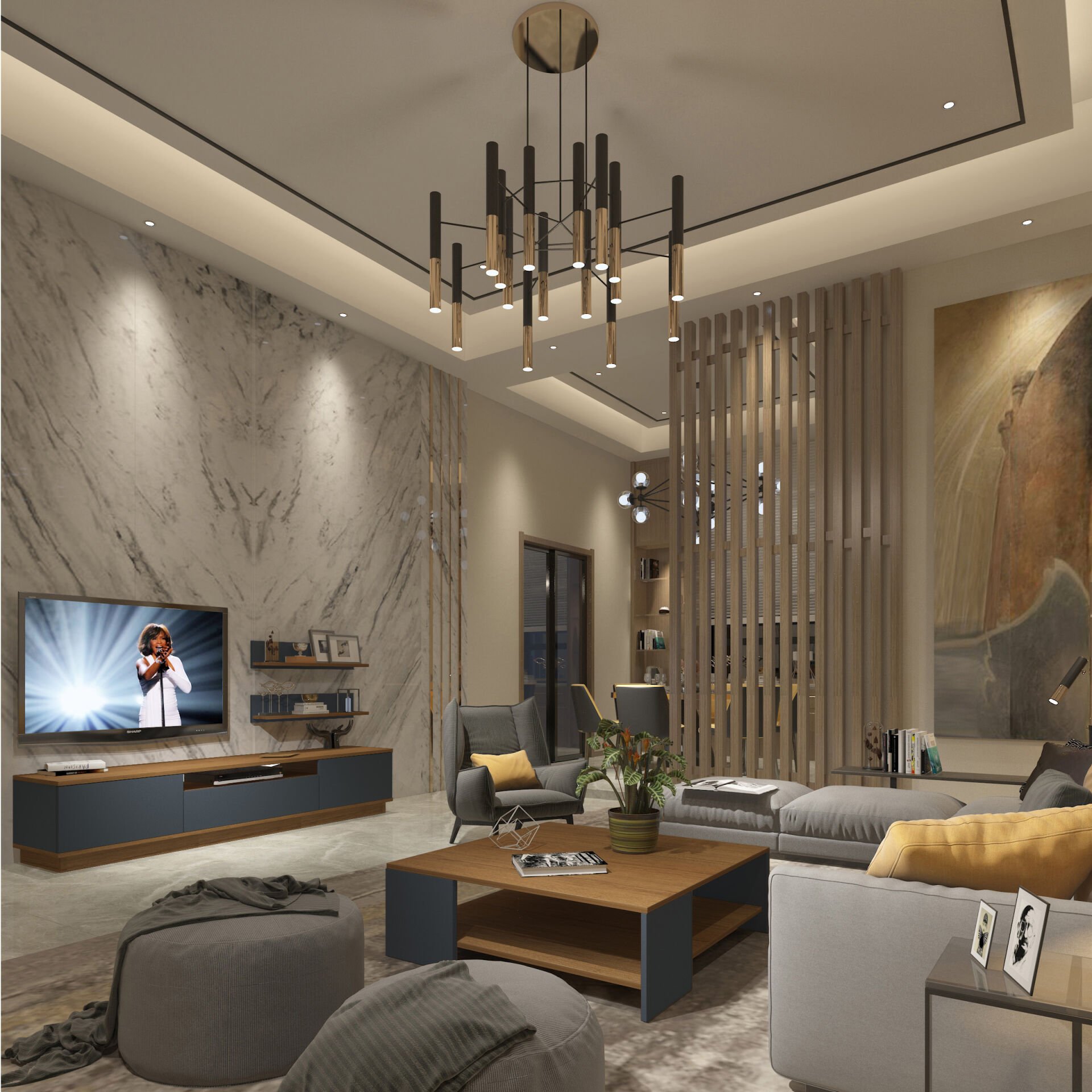 Trendstyle 4s Mdf Tv Ünitesi ve Orta Sehpa 2'li Set Ceviz - Antrasit