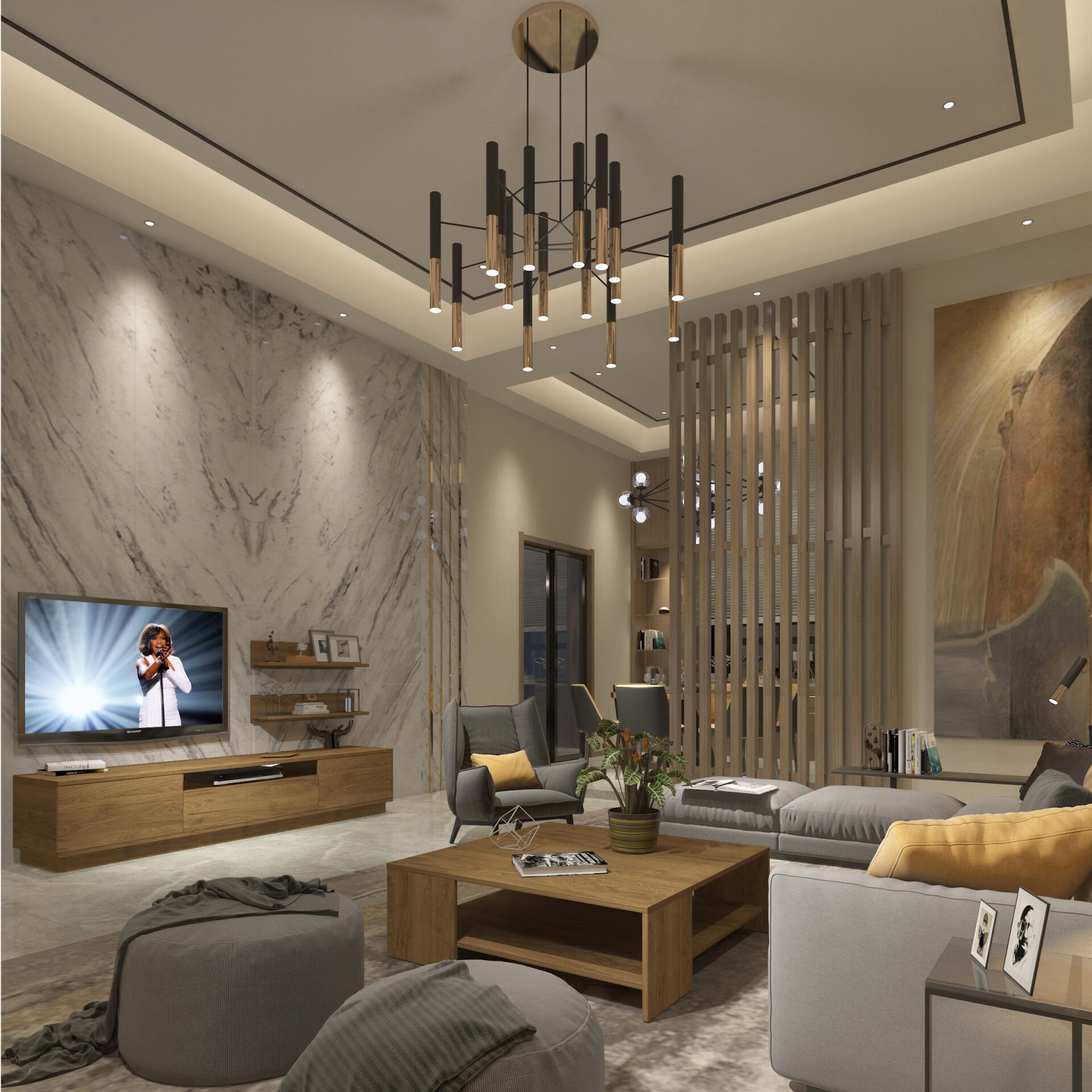 Trendstyle 4s Mdf Tv Ünitesi ve Orta Sehpa 2'li Set Pera