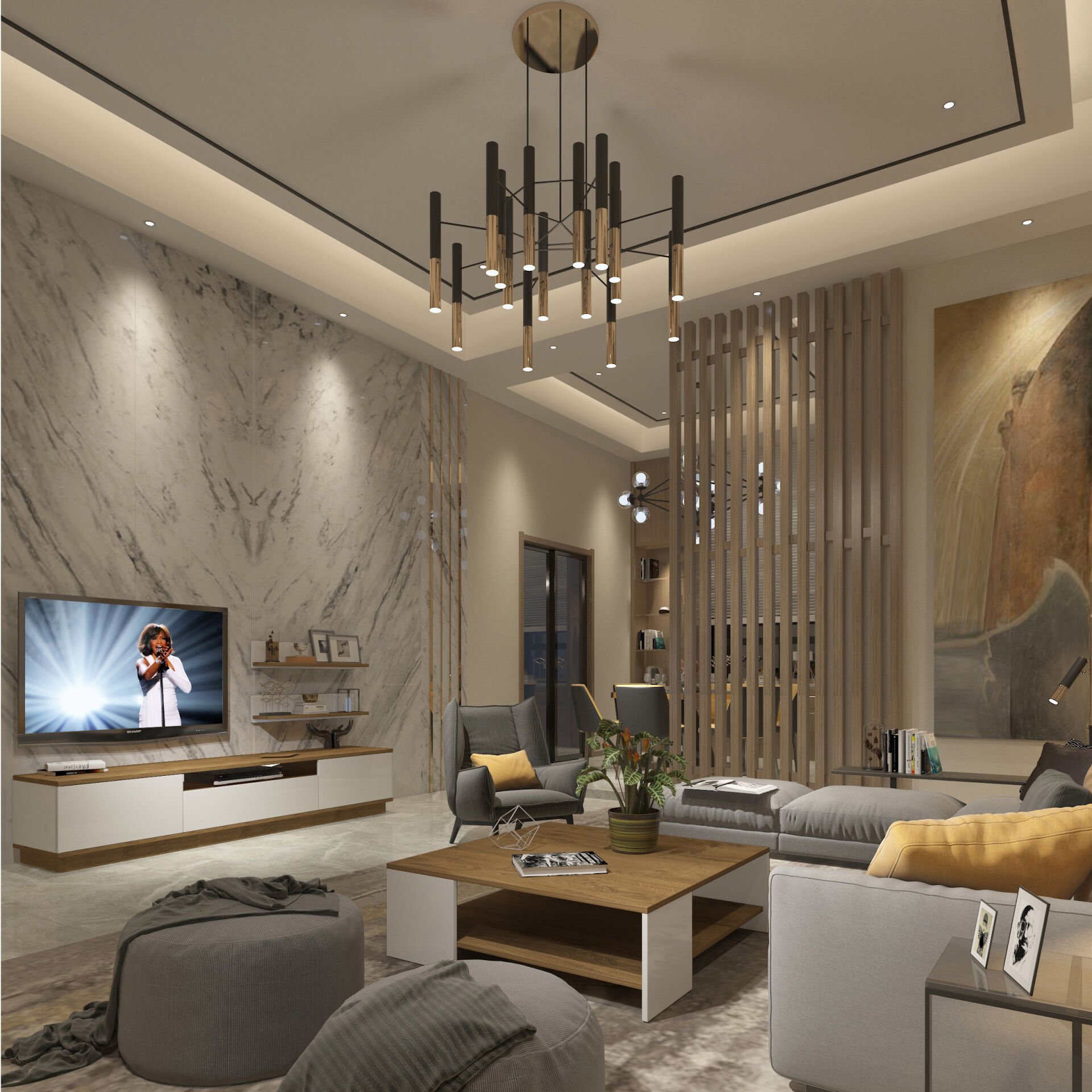Trendstyle 4s Mdf Tv Ünitesi ve Orta Sehpa 2'li Set Pera - Beyaz
