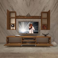 Decoraktiv Eko 5D Slm Dvd Krom Ayaklı Tv Ünitesi Tv Sehpası Ceviz