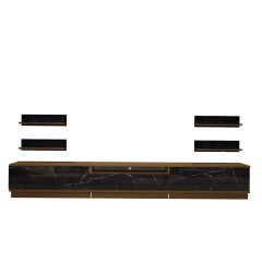 Decoraktiv Trendstyle 270RS Mdf Tv Ünitesi Tv Sehpası Ceviz - Siyah Mermer