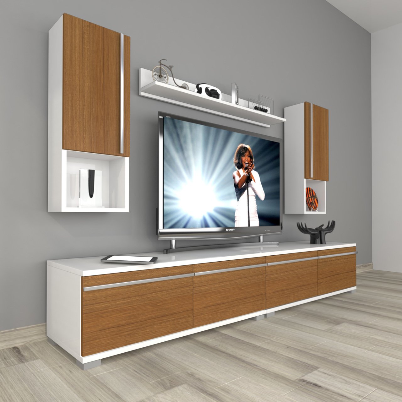 Decoraktiv Eko 5200TA Mdf Tv Ünitesi Tv Sehpası Beyaz - Ceviz