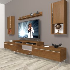 Decoraktiv Ekoflex 270TA Mdf Krom Ayaklı Tv Ünitesi Tv Sehpası Ceviz