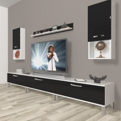 Decoraktiv Eko 270da Slm Krom Ayaklı Tv Ünitesi Tv Sehpası Beyaz - Siyah
