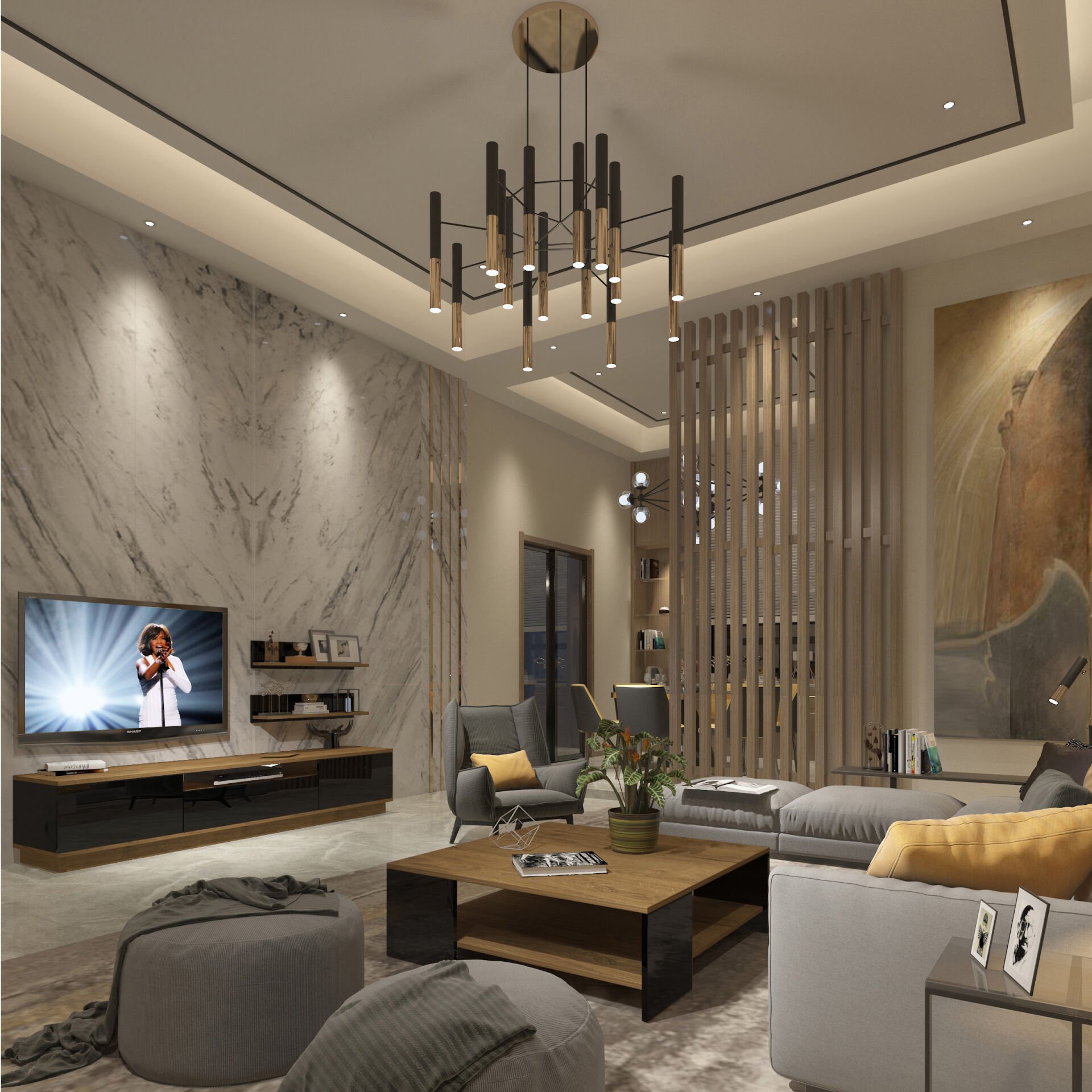 Trendstyle 4s Mdf Tv Ünitesi ve Orta Sehpa 2'li Set Pera - Siyah