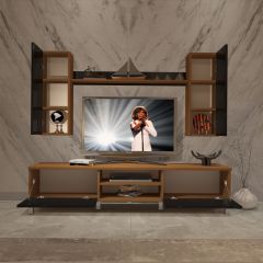 Decoraktiv Eko 5D Slm Dvd Krom Ayaklı Tv Ünitesi Tv Sehpası Ceviz - Siyah