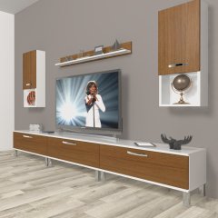 Decoraktiv Eko 270da Slm Krom Ayaklı Tv Ünitesi Tv Sehpası Beyaz - Ceviz
