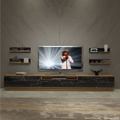 Decoraktiv Trendstyle 270RS Mdf Tv Ünitesi Tv Sehpası Pera - Siyah Mermer