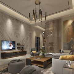 Trendstyle 4s Mdf Tv Ünitesi ve Orta Sehpa 2'li Set Ceviz - Siyah Mermer
