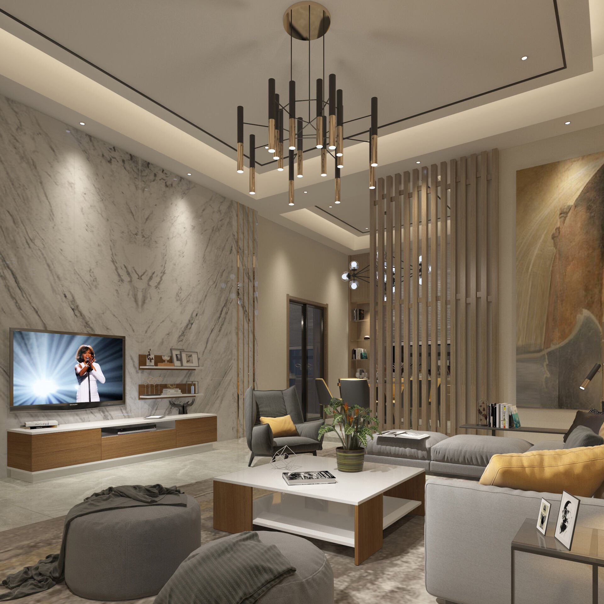 Trendstyle 4s Mdf Tv Ünitesi ve Orta Sehpa 2'li Set Beyaz - Ceviz