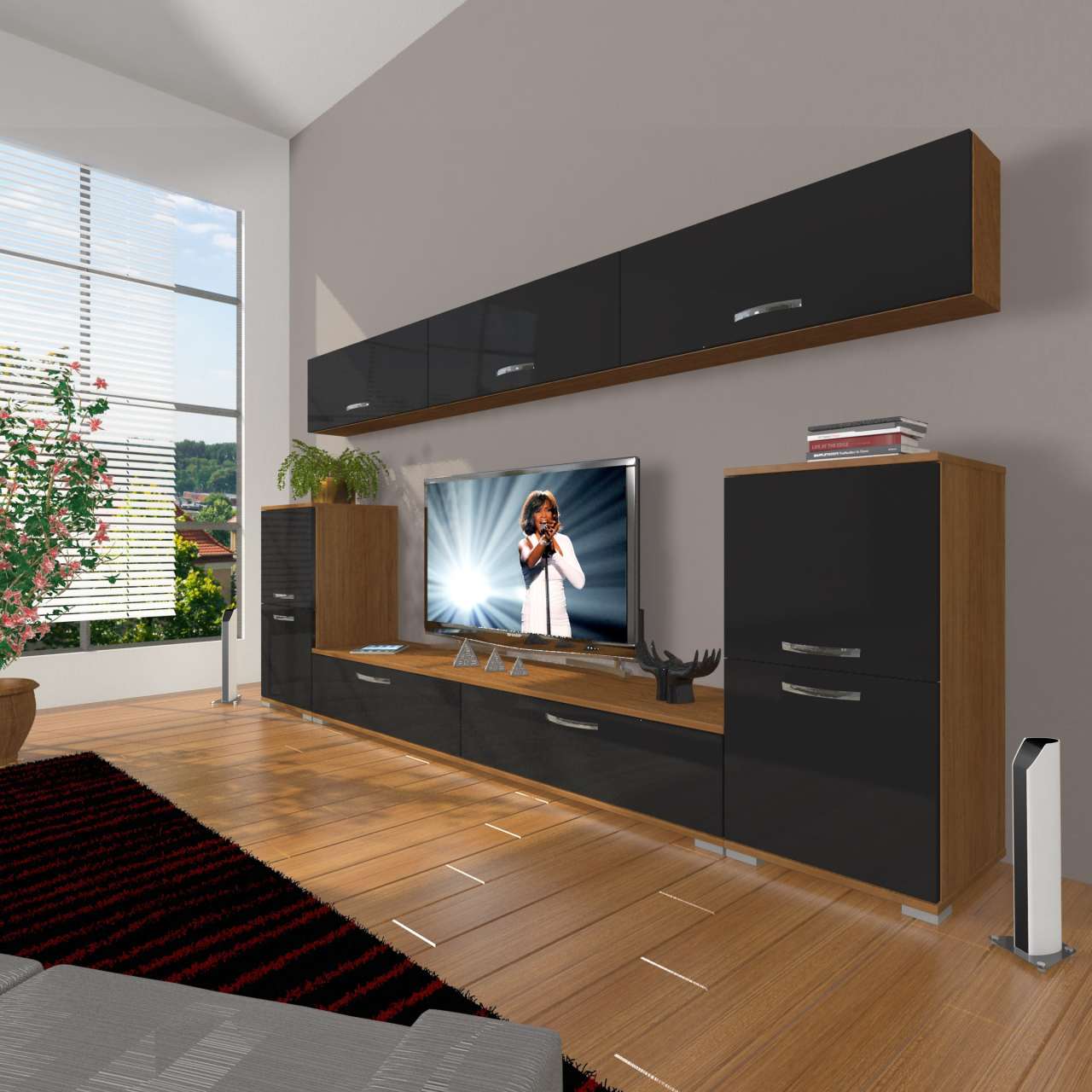 Decoraktiv Eko 9 Slm Std Tv Ünitesi Tv Sehpası Ceviz - Siyah