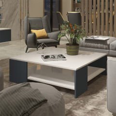 Trendstyle 4s Mdf Tv Ünitesi ve Orta Sehpa 2'li Set Beyaz - Antrasit