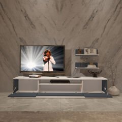 Trendstyle 4s Mdf Tv Ünitesi ve Orta Sehpa 2'li Set Beyaz - Antrasit