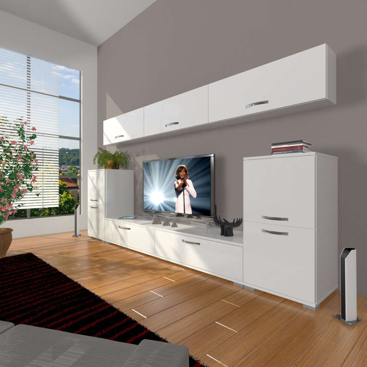 Decoraktiv Eko 9 Slm Std Tv Ünitesi Tv Sehpası Parlak Beyaz