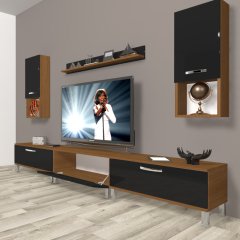 Decoraktiv Eko 270da Slm Krom Ayaklı Tv Ünitesi Tv Sehpası Ceviz - Siyah