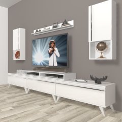 Decoraktiv Ekoflex 270TA Mdf Retro Tv Ünitesi Tv Sehpası Parlak Beyaz