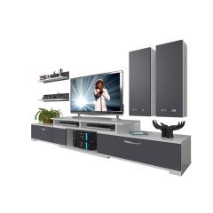 Decoraktiv Flex 5D130 Mdf Tv Ünitesi Tv Sehpası Beyaz - Antrasit