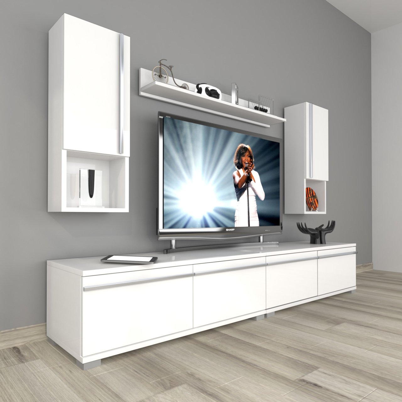 Decoraktiv Eko 5200TA Mdf Tv Ünitesi Tv Sehpası Parlak Beyaz