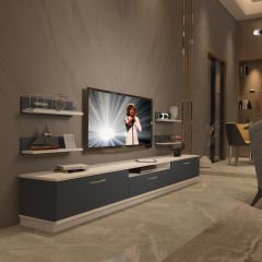 Decoraktiv Trendstyle 270R Mdf Tv Ünitesi Tv Sehpası Beyaz - Antrasit