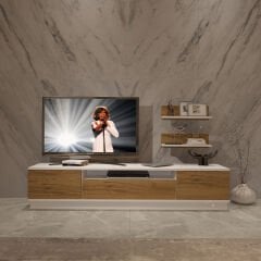 Trendstyle 4s Mdf Tv Ünitesi ve Orta Sehpa 2'li Set Beyaz - Pera