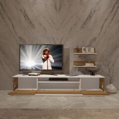 Trendstyle 4s Mdf Tv Ünitesi ve Orta Sehpa 2'li Set Beyaz - Pera