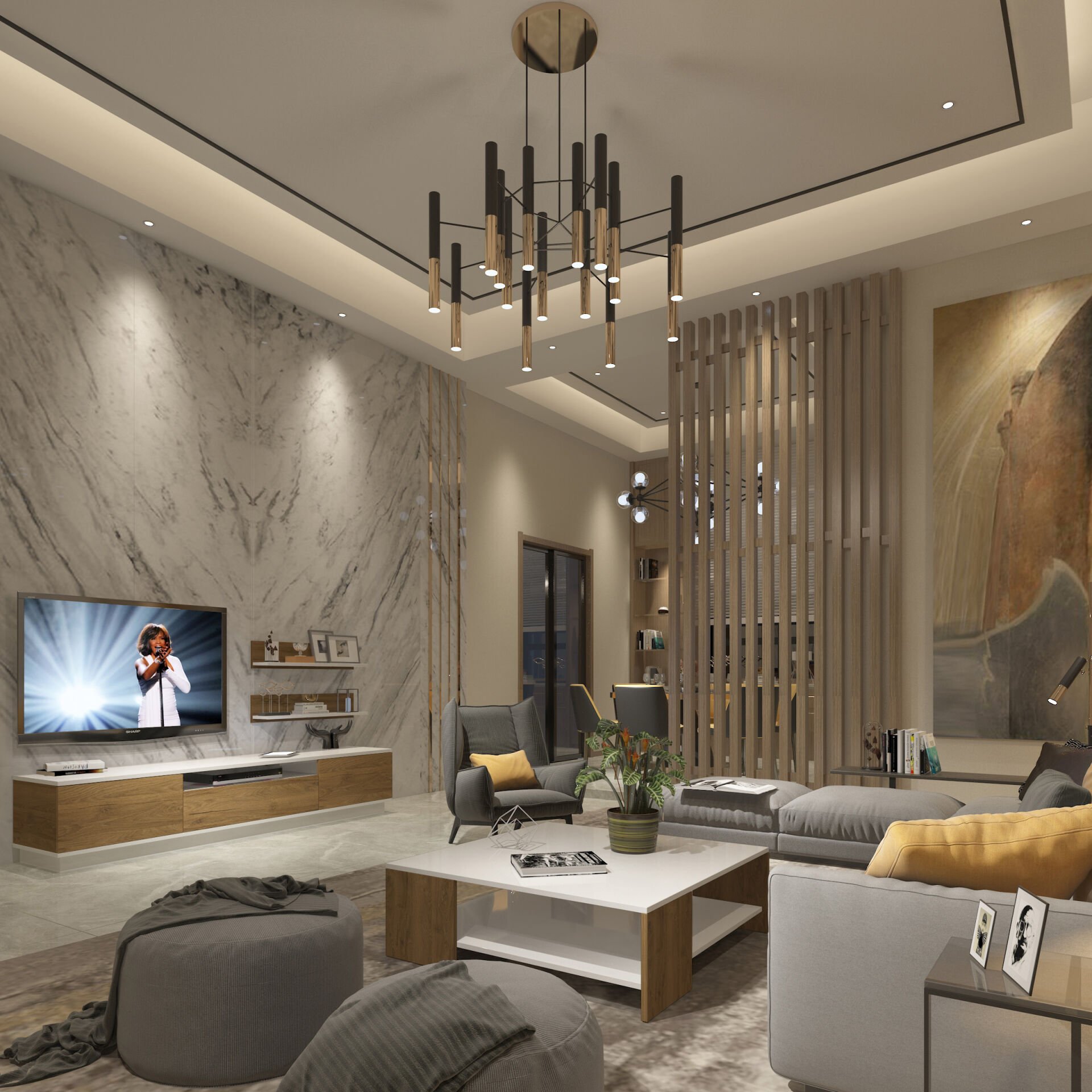 Trendstyle 4s Mdf Tv Ünitesi ve Orta Sehpa 2'li Set Beyaz - Pera