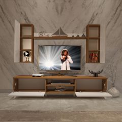 Decoraktiv Eko 5D Slm Dvd Retro Tv Ünitesi Tv Sehpası Ceviz - Beyaz