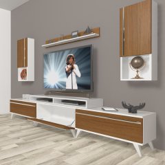 Decoraktiv Ekoflex 270TA Mdf Retro Tv Ünitesi Tv Sehpası Beyaz - Ceviz
