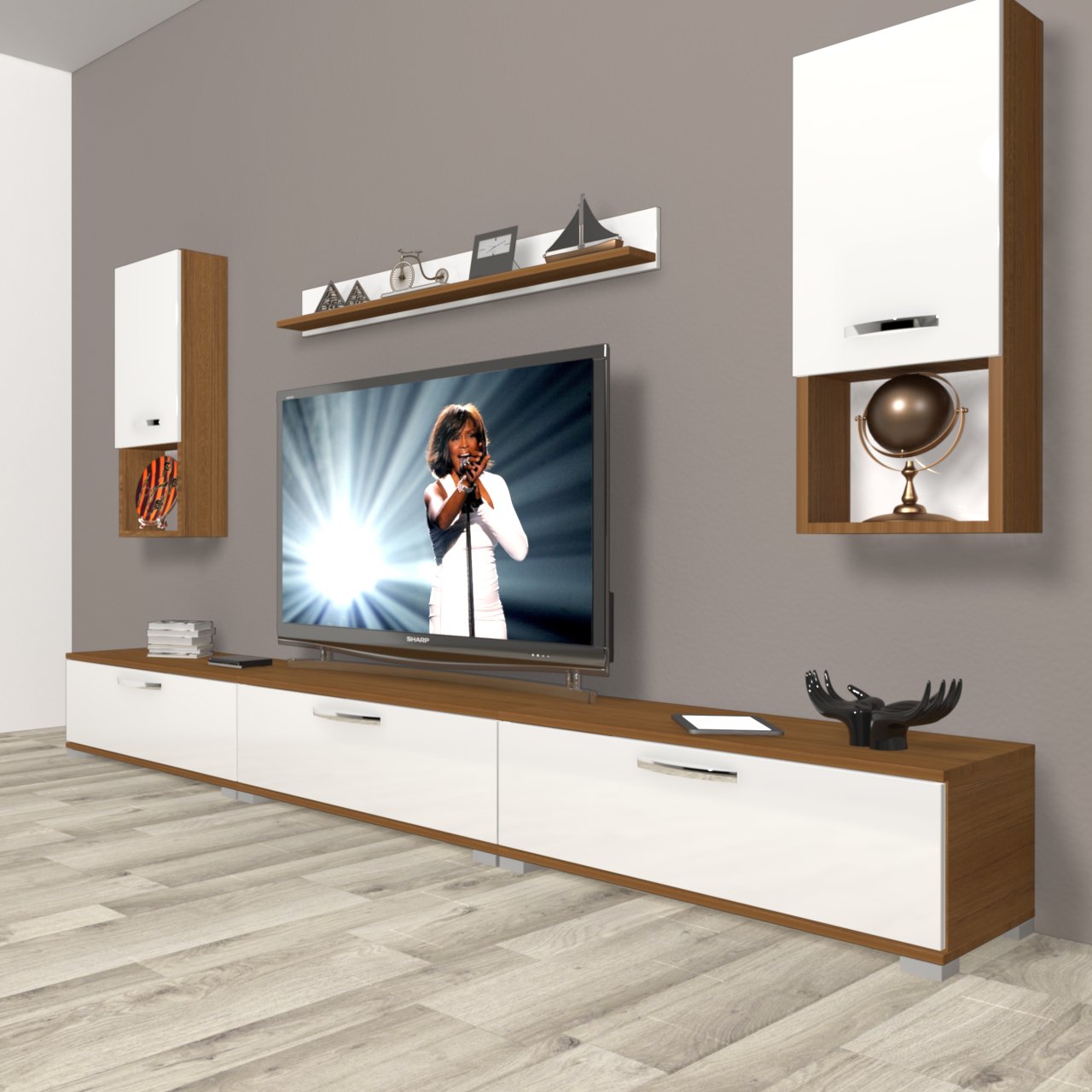 Decoraktiv Eko 270da Slm Tv Ünitesi Tv Sehpası Ceviz - Beyaz