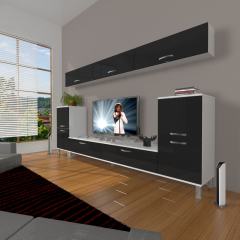 Decoraktiv Eko 9 Slm Std Krom Ayaklı Tv Ünitesi Tv Sehpası Beyaz - Siyah