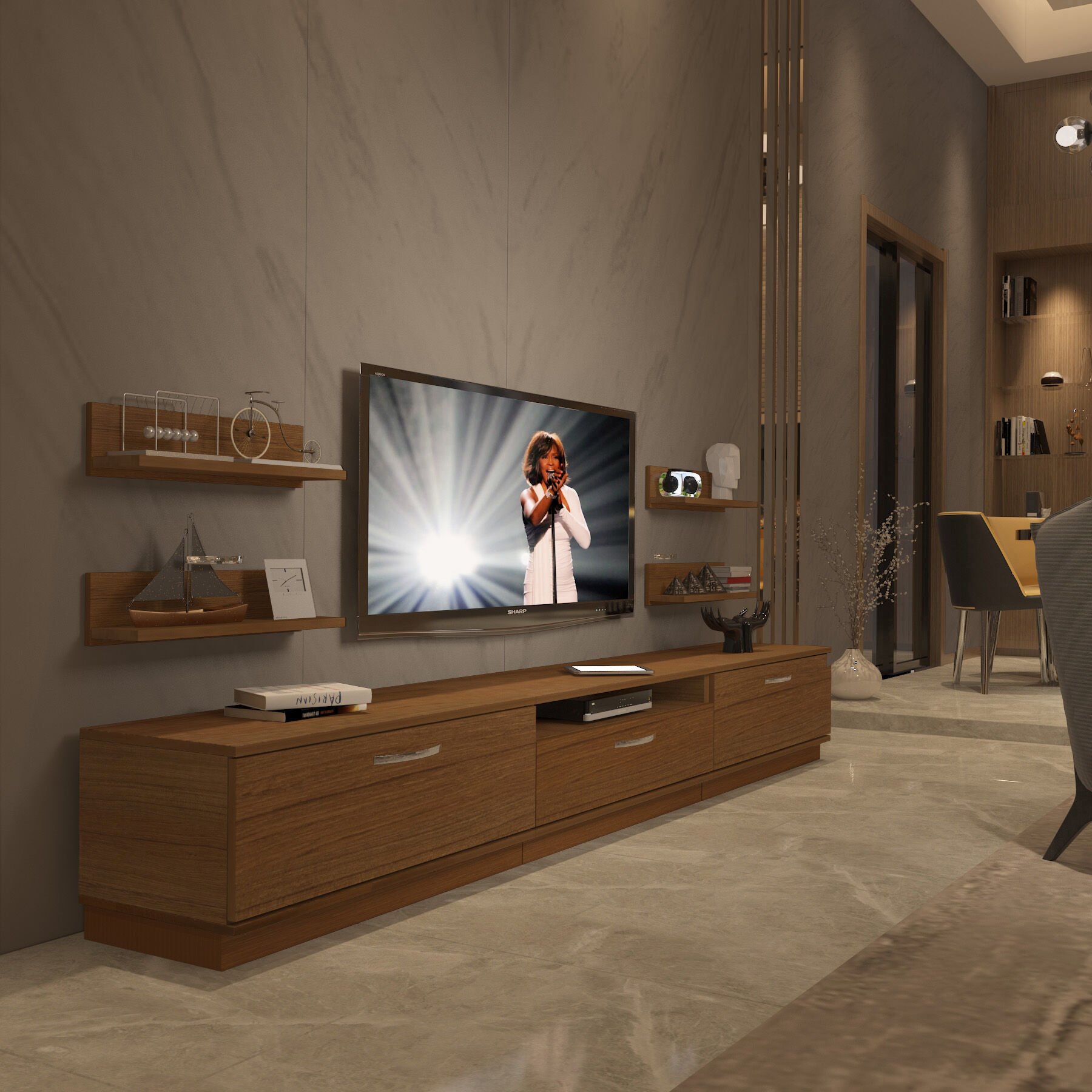 Decoraktiv Trendstyle 270R Mdf Tv Ünitesi Tv Sehpası Ceviz