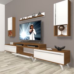 Decoraktiv Ekoflex 270TA Mdf Retro Tv Ünitesi Tv Sehpası Ceviz - Beyaz