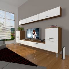 Decoraktiv Eko 9 Slm Std Krom Ayaklı Tv Ünitesi Tv Sehpası Ceviz - Beyaz