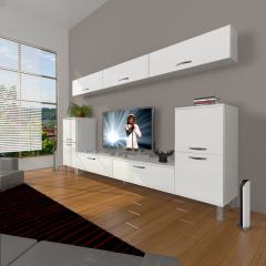 Decoraktiv Eko 9 Slm Std Krom Ayaklı Tv Ünitesi Tv Sehpası Parlak Beyaz