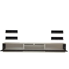Decoraktiv Trendstyle 270R Mdf Tv Ünitesi Tv Sehpası Beyaz - Siyah Mermer