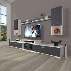 Decoraktiv Flex 5DA Mdf Tv Ünitesi Tv Sehpası Beyaz - Antrasit