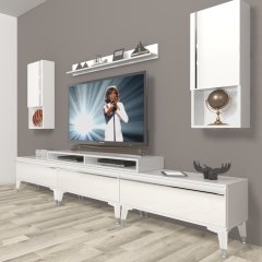 Decoraktiv Ekoflex 270TA Mdf Silver Tv Ünitesi Tv Sehpası Parlak Beyaz